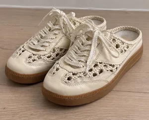 Dolce Vita Cream Woven Cutout Mule Sneakers Gum Sole Womens Size 7 Lace Up thumbnail 1