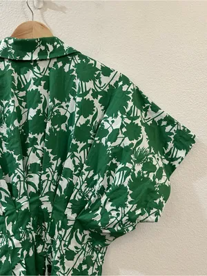 Anthropologie Exquise The Tobie Short-Sleeve Pleated Blouse in Green Size XXS thumbnail 8