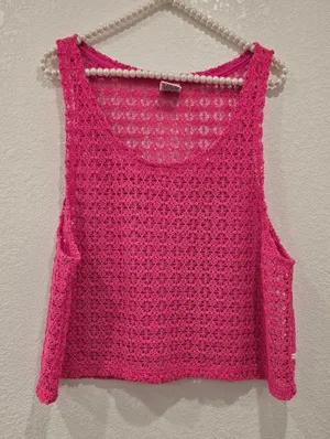 Victoria's Secret PINK Top Crochet Style Cover Up L Pink thumbnail 1