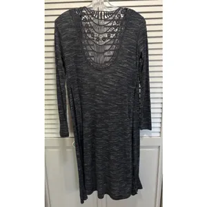 Ambianca Gray Crochet‎ Open Cardigan Long Sleeve Size Small Slits Boho thumbnail 4