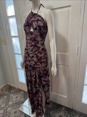Nicholas Micaela Halter Neck Purple Floral Gown size XSMALL A1 thumbnail 7