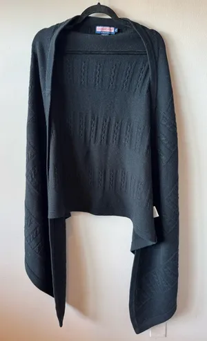 Vintage Vineyard Vines Black Cashmere Wool Cable Knit Detail Shawl Wrap One Size thumbnail 1