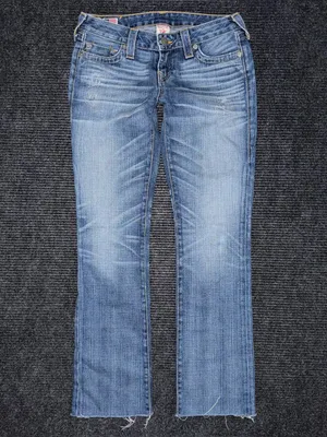 Vintage True Religion Low Rise Bootcut Jeans Sz 28 x 31.5 Raw Hem USA Made Y2K thumbnail 2