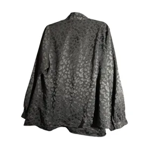 Lane Bryant Womens Black Leopard Jacquard Necktie Blouse Plus 20 Long Sleeve thumbnail 2