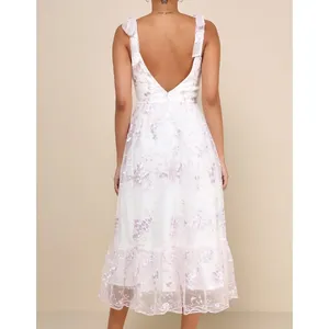 Lulus Distinctly Sweet White Floral Embroidered Tie-Strap Midi Dress thumbnail 3