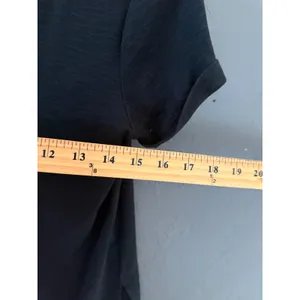 J. Jill Black Pima‎ Cotton V-Neck Short Sleeve Tee Shirt Cuffed Side Slit Small thumbnail 6
