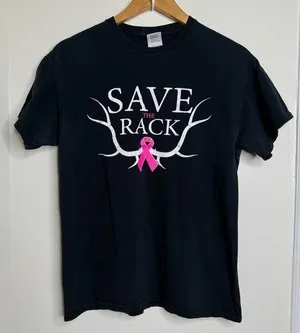 Gildan Save the Rack Breast Cancer Awareness T Shirt Women’s Size Medium Cotton thumbnail 1