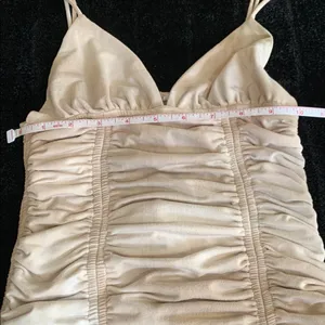 Women's Sky to Moon Cream Beige Bodycon Ruched Mini Dress Small thumbnail 8