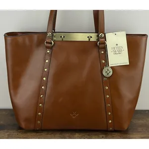 New Patricia Nash Benvenuto Large Leather Tote Bag Cognac 15 Year Anniversary thumbnail 2