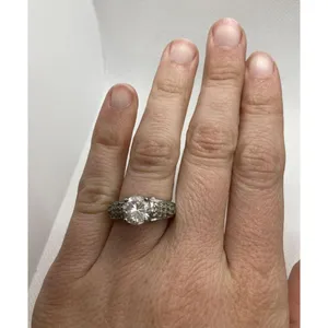 Vintage Round CZ Solitaire & Accents Band‎ Ring Size 5.5 Sterling 925 Silver 6g thumbnail 8