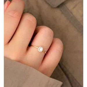 14k Gold Filled Micro Simulated Diamond Sunflower Ring‎ Size 7 thumbnail 7