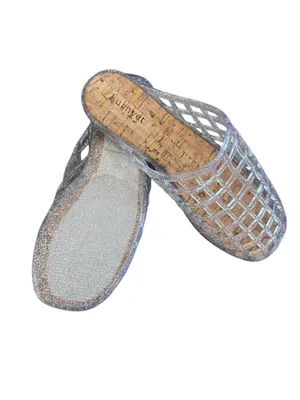 Silver Glitter jelly Slide Sandals - Women's New with out tags thumbnail 3