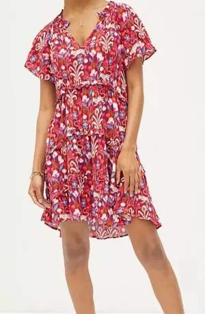 Anthropologie Robin Tiered Mini Dress Shift Fit Flowy Flattering Size Medium thumbnail 1