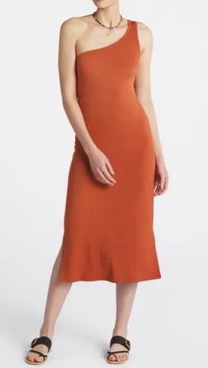 41 Hawthorn One Shoulder Midi Dress- Burnt Orange Sz XL thumbnail 1