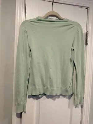 J. Crew Size S Mint Green Cotton Crew Neck Long Sleeve Button Caryn Cardigan thumbnail 7