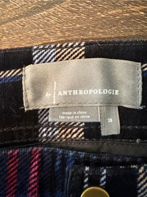Anthropologie Alicia Moto Corduroy Pants Womens 29 Navy Plaid Slim Fit thumbnail 4
