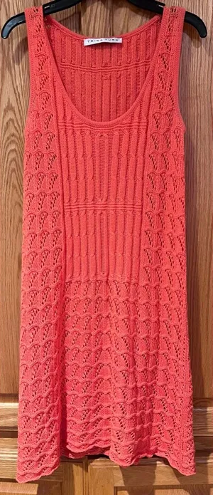 Trina Turk Open Crochet‎ Knit Sleeveless Dress Cover-Up in Orange Pop Size XS/S thumbnail 1