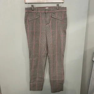 Gap Womens Pants Signature Skinny Ankle Glen Plaid Gray Red Size 4 thumbnail 2