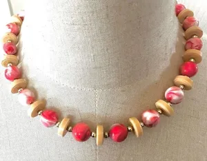 Orange and yellow Gunther beaded necklace thumbnail 1