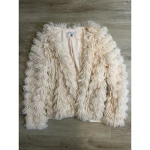 Jolt Faux Fur Shaggy Open Front Jacket Blush Pink Size Small NWT Soft Coat thumbnail 4