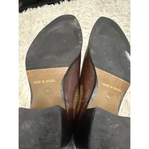Nicole Brown Leather Ankle Boots Chelsea Style Block Heel Western Stitch‎ Sz 6 thumbnail 6
