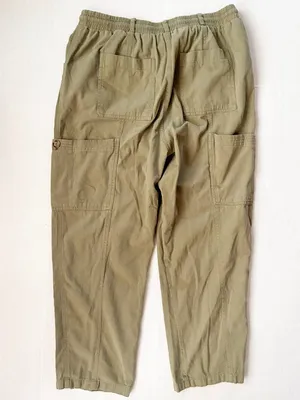 7 For All Mankind Utility Cargo Drawstring Pants Fall - L - Olive Green Khaki thumbnail 3