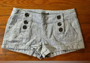 Express Linen Shorts with Button Detail thumbnail 1