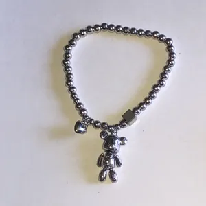 Silver Tone Bear Charm Beaded Boho Bracelet thumbnail 3