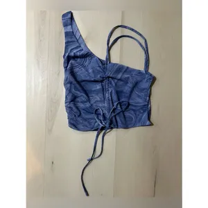 Naked Wardrobe NWT Women Small Blue Marble Swirl Mesh Crop Top thumbnail 2