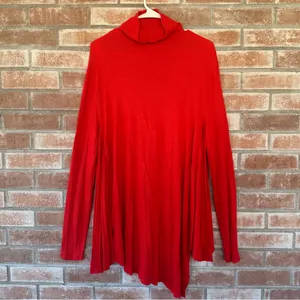 Free People Uptown Turtleneck Cutout Tunic Asymmetrical Shirt Ribbed Medium thumbnail 7