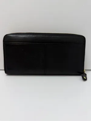 Coach Ashley Zip Around Accordion Leather Wallet Black thumbnail 3