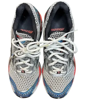 Mizuno Wave Creation 15 Running Shoes Womens 7.5 Silver Blue Red‎ Mesh Athletic thumbnail 1