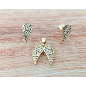 Golden Time Gold-Plated Angel Wing Jewelry Set Featuring Inlaid Colorful Stones thumbnail 6