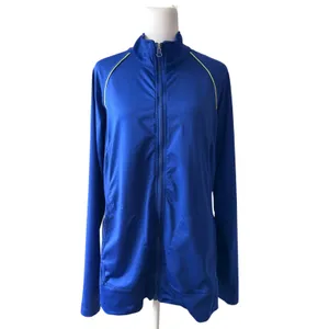 Danskin Royal Blue Collared Full Zip Track Jacket w/ Yellow Contrast Piping thumbnail 2