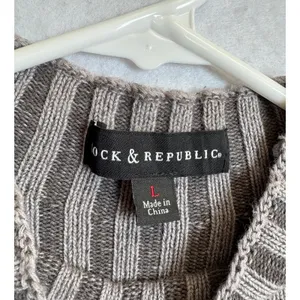 Rock & Republic Womens Mock Neck Ribbed Sleeveless Sweater Dress Gray Taupe L thumbnail 5