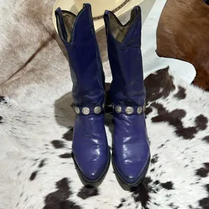 Vintage Purple Real Leather Cowboy Boots Festival Rave‎ Burning Man T1 thumbnail 6