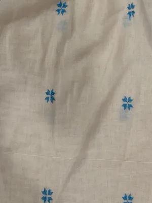Vintage Embroidered White Cotton Top with Sky Blue Accents thumbnail 4