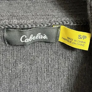 Cabelas 100% Lambs Wool Leather Elbow Patch Cardigan Size‎ Small Gray Shawl Neck thumbnail 4