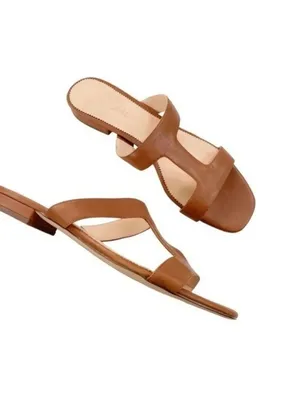 J. Crew Leather Hazel Cutout Flat Sandals Rich Oak Size 8 retail $138 thumbnail 4