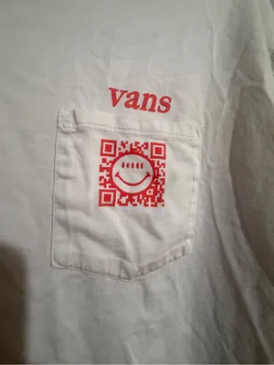 Vans White Long-Sleeve Pocket Tee with Pink Chest Graphic thumbnail 2