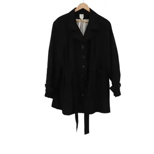Notations Jacket Womens 2X Belted Trench Coat Black Button Front Excellent thumbnail 2
