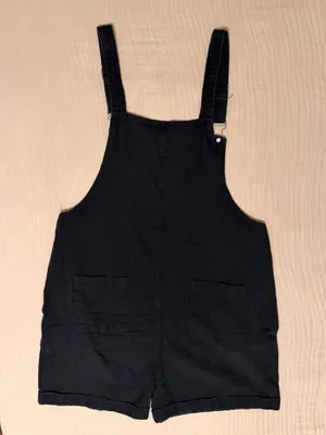 Black Cut-Off Overalls 90% Cotton 10 % Linen Medium with Pockets (Front & Back) thumbnail 2