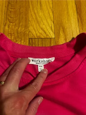 Workshop Republic Clothing Red Crewneck Sweatshirt with White 'LOVE' Appliqué thumbnail 2