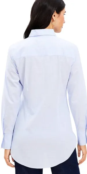 LOFT Long Sleeve Twist Everyday Tunic Top Blue 6 thumbnail 2