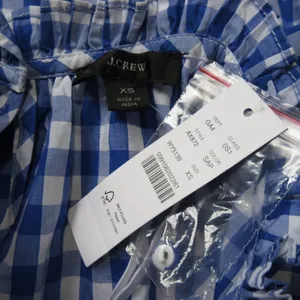 NWT J.Crew Tiered Ruffle-Sleeve Midi in Sapphire Gingham Cotton Dress XS thumbnail 8