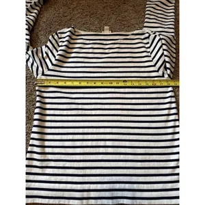 J. Crew Boatneck Black & White Striped Cuffed Long Sleeve T-shirt size S thumbnail 4