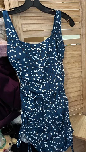 Navy Blue Ruched Polka Dot Swimsuit Small NWOT thumbnail 1