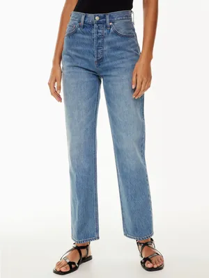 Aritzia Denim Forum Joni High Rise Loose Wide Leg Jeans Size 25 Medium Wash 26L thumbnail 2
