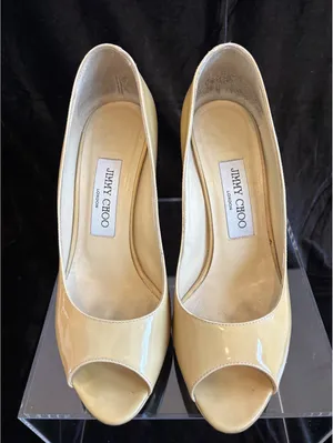 Jimmy Choo Nude Patent Leather Peep Toe High Heel Pumps Size 39 thumbnail 5