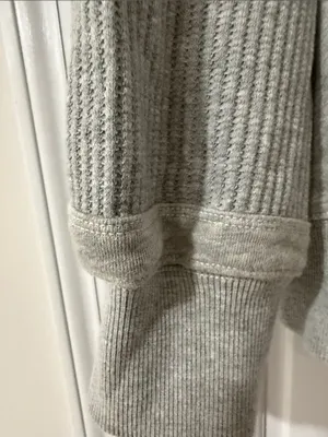 Aerie Hoodie Pullover Waffle Knit Oversized Gray Sweatshirt Cozy Size XL Coastal thumbnail 9